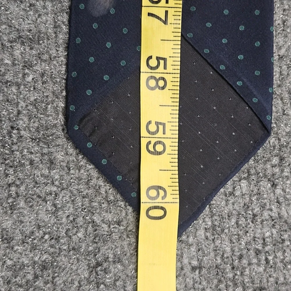Cedrics All Silk Handmade Italy Tie Navy Blue Teal‎ Polka Dot Preppy Classic